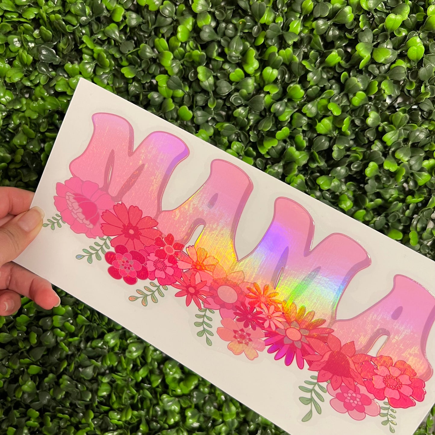 #204 Mama Floral Pink Holographic UVDTF WRAPS