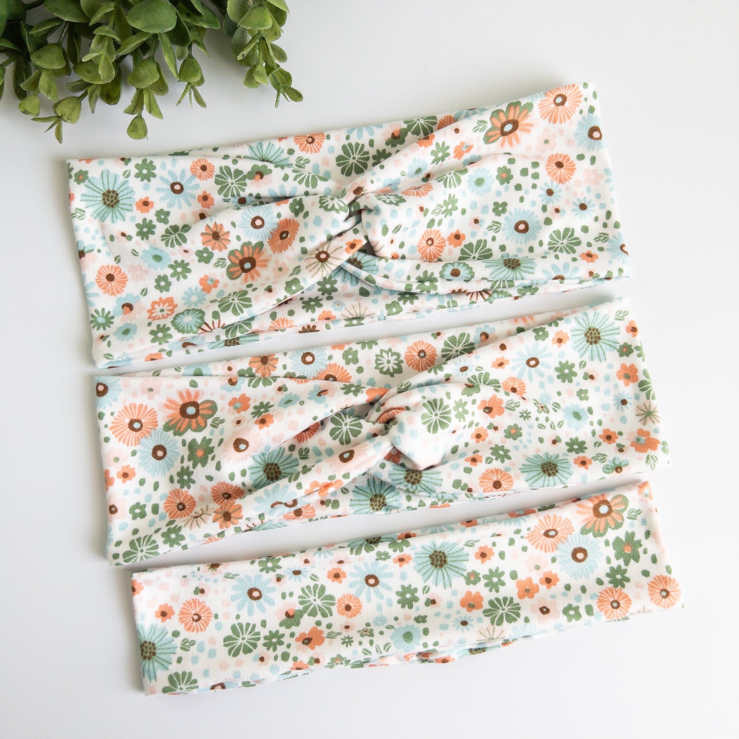 Green Florals Turban Headbands