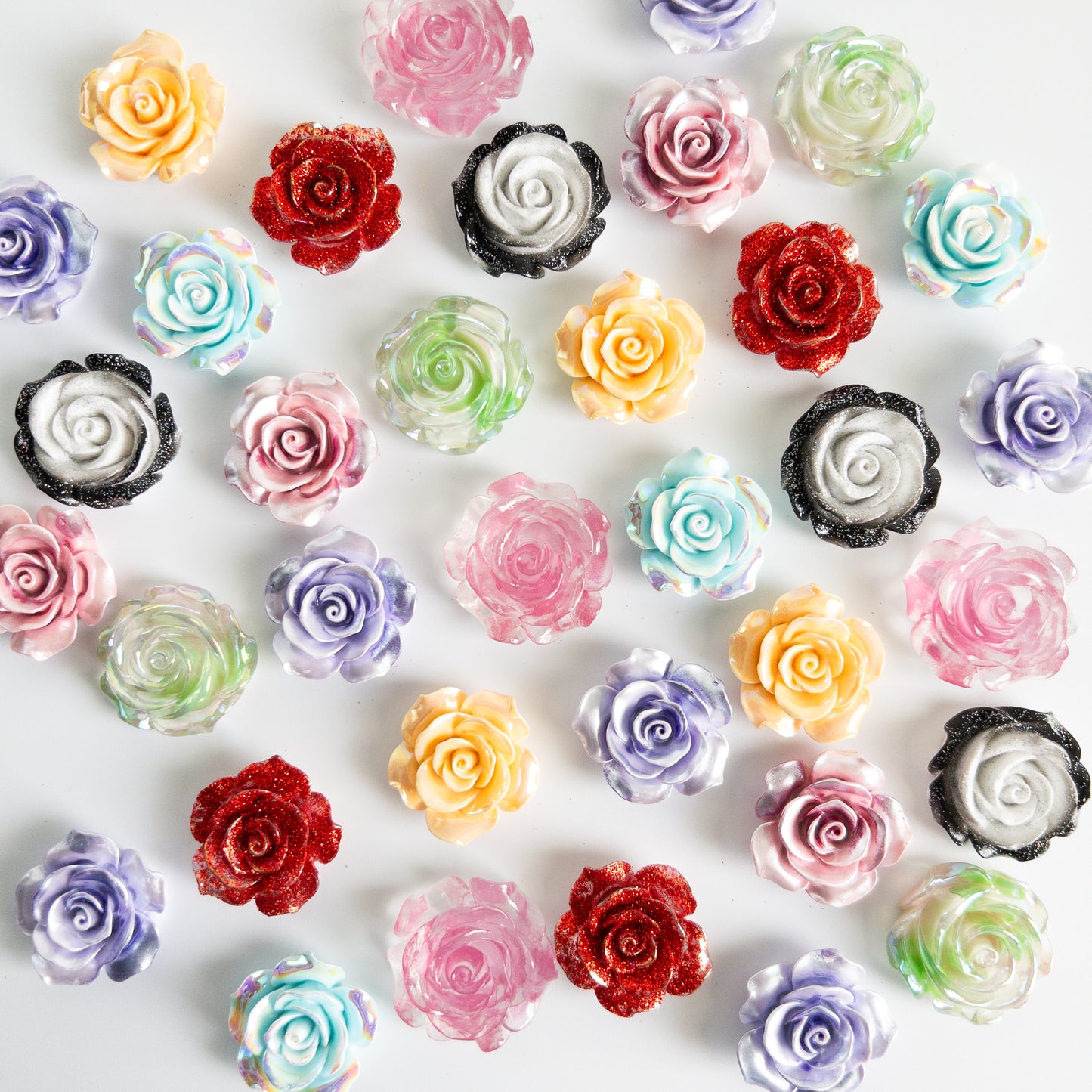 Mixed Flower Flat Back Charms