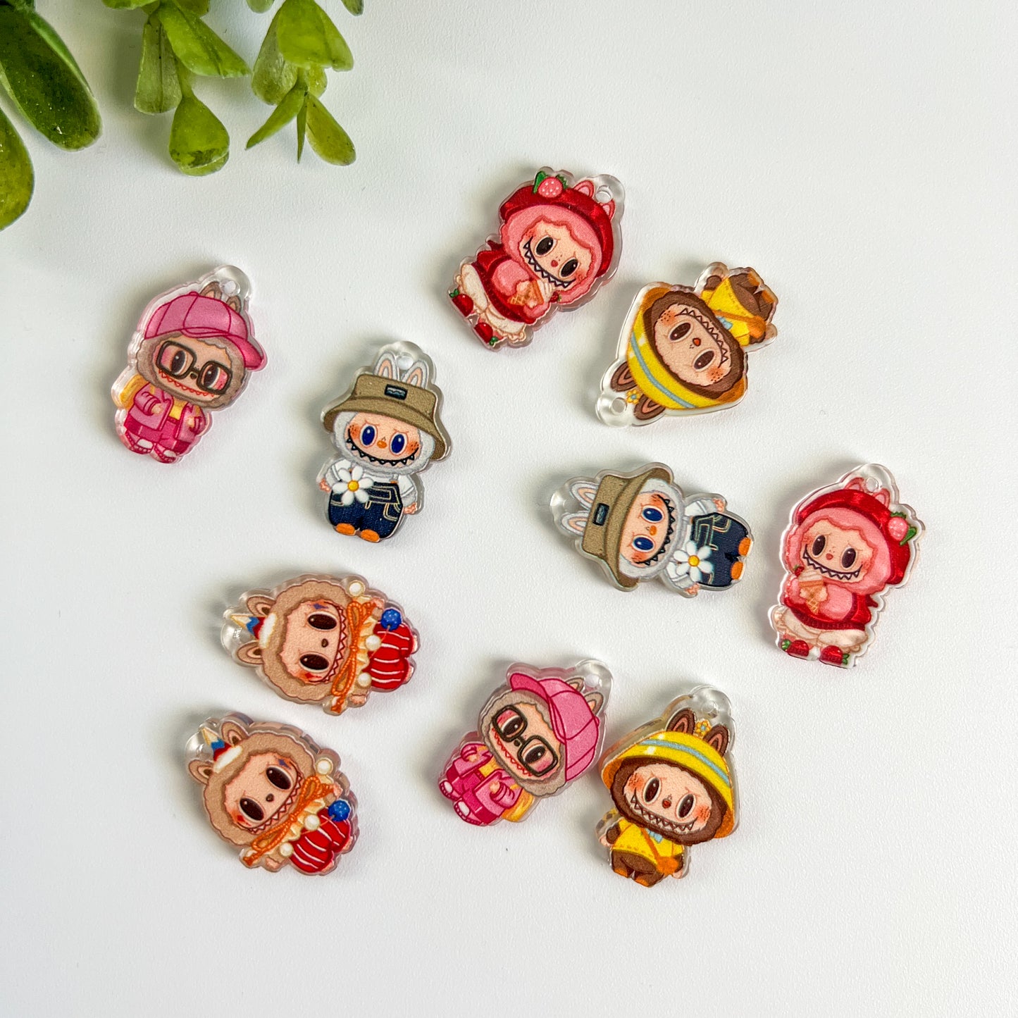 Bubu Acrylic Flat Back Charms Mixed Colors 10 pcs