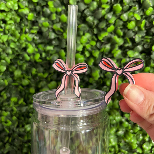 Skinny Bow with Outline Straw Topper