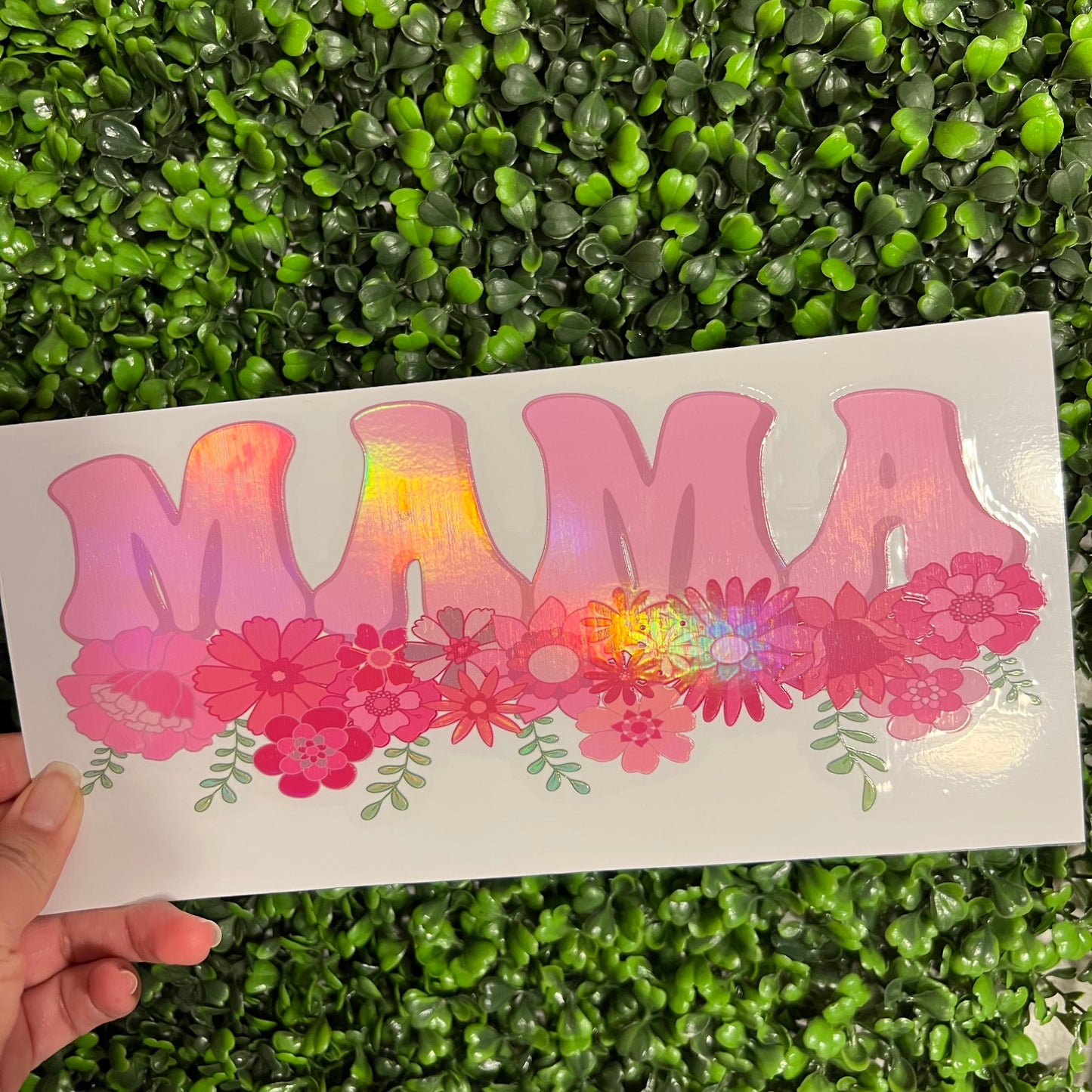 #204 Mama Floral Pink Holographic UVDTF WRAPS