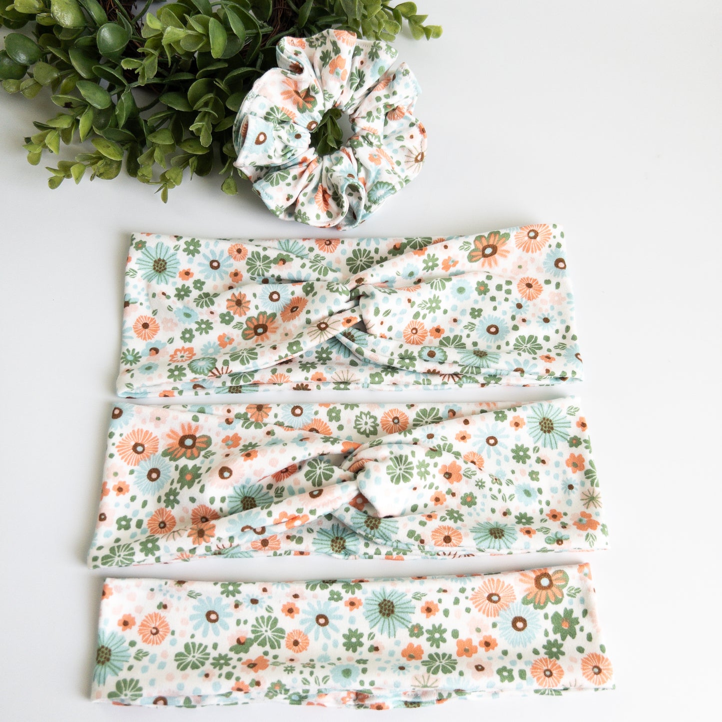 Green Florals Turban Headbands