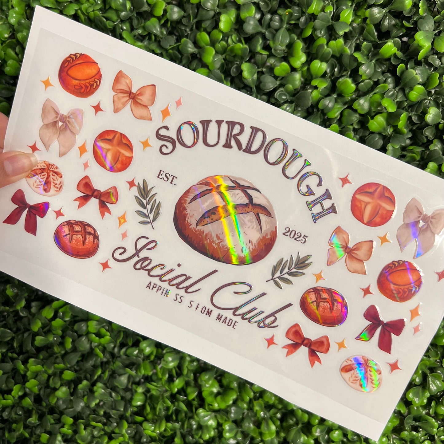 #280 Sourdough Brown Bows Holographic UVDTF WRAPS