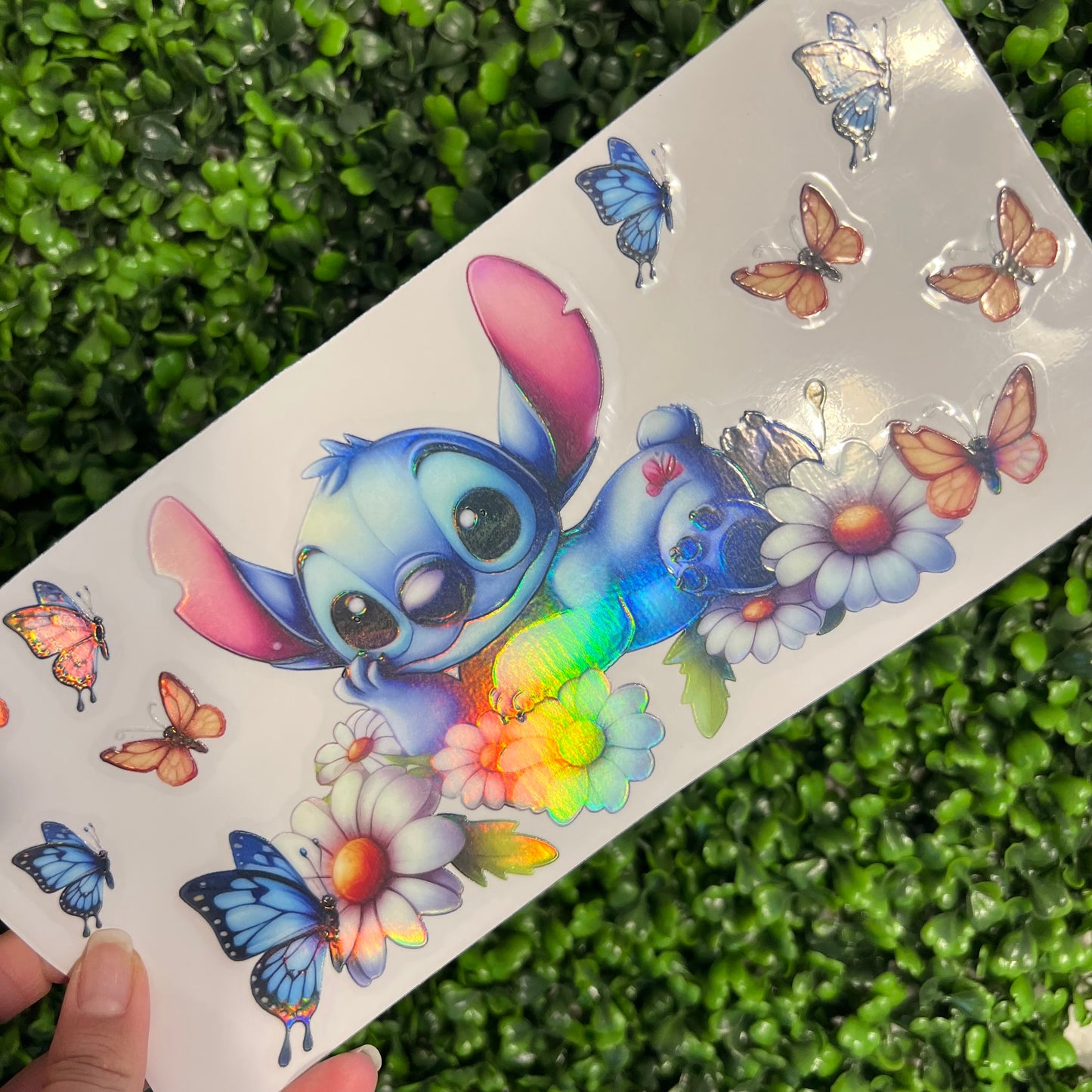#61 Alien Floral and Butterflies Holographic UVDTF WRAPS