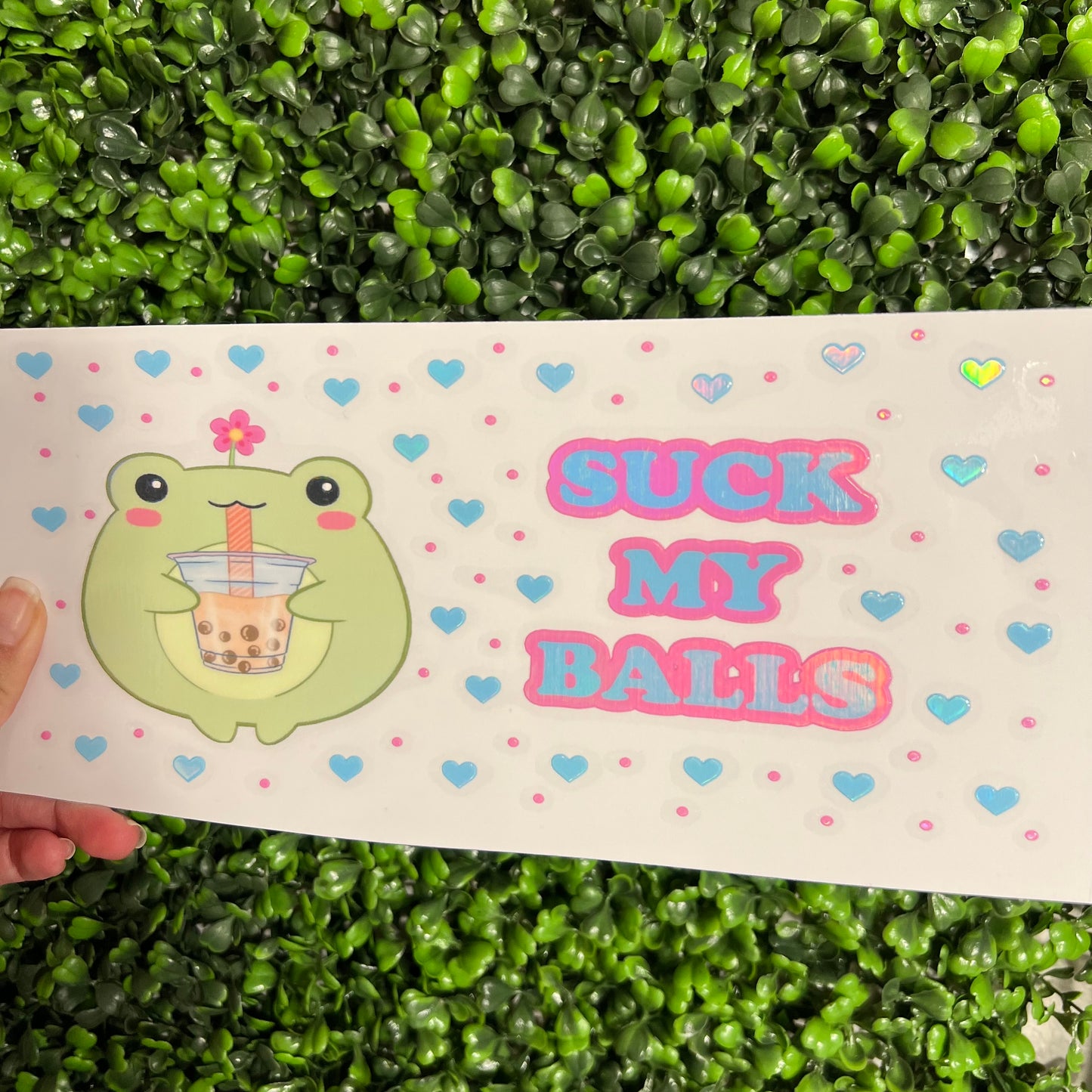 #195 Frog Drinking Boba Holographic UVDTF WRAPS