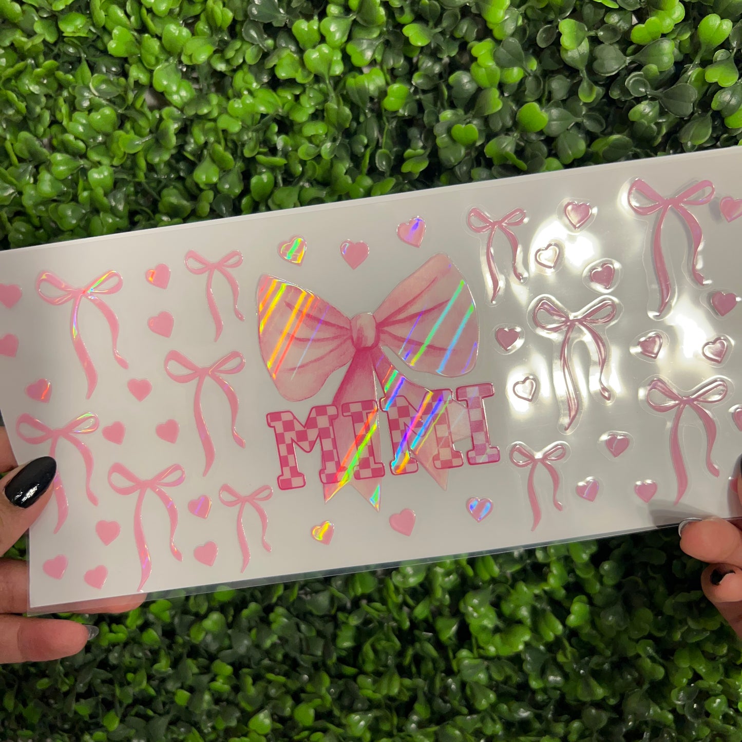 B4 Mimi Pink Bows Holographic UVDTF WRAPS