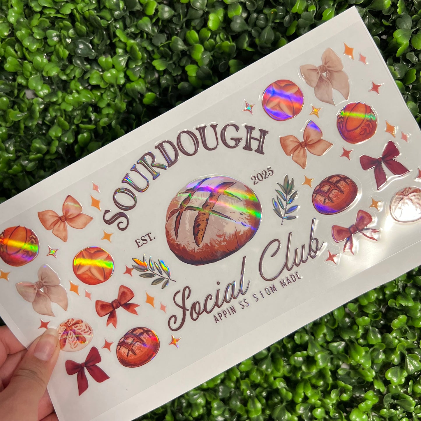 #280 Sourdough Brown Bows Holographic UVDTF WRAPS