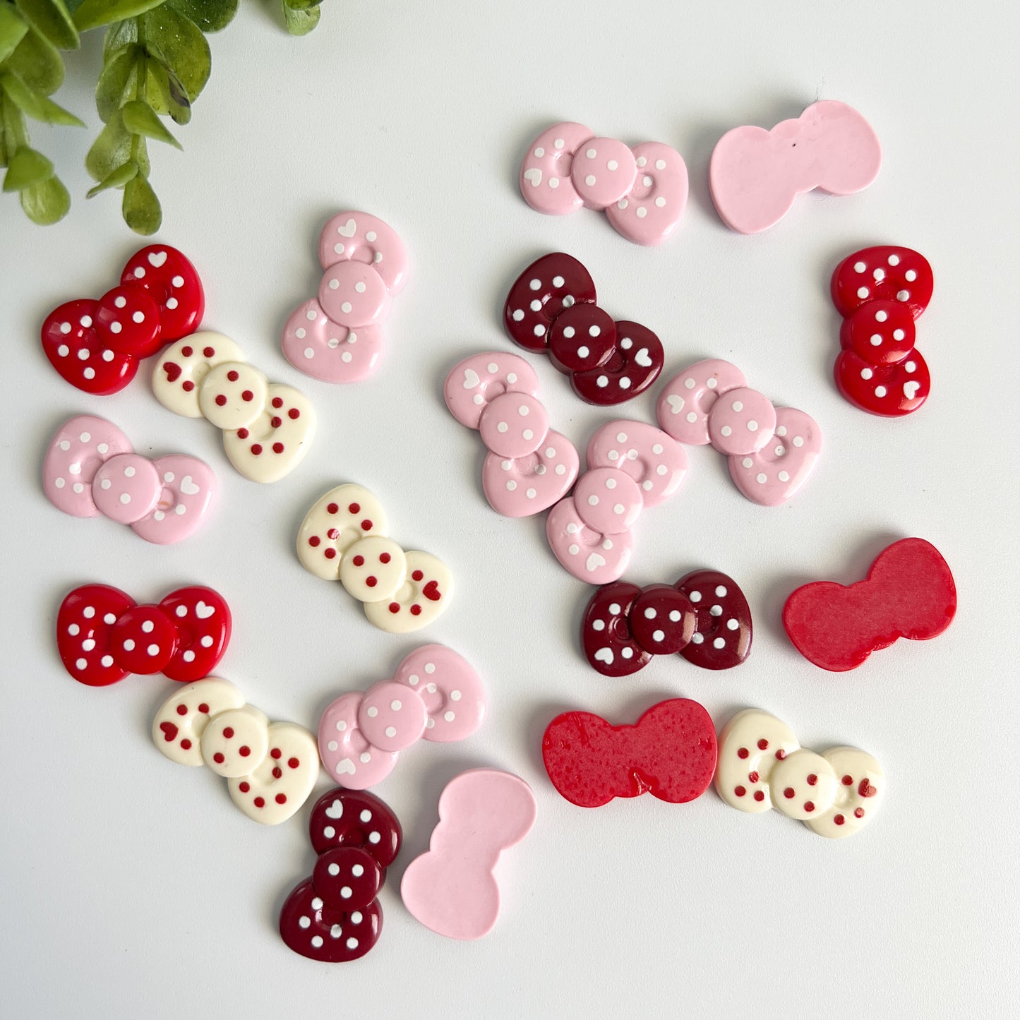 Polkadot Bows Flat Back Charms 8 pcs