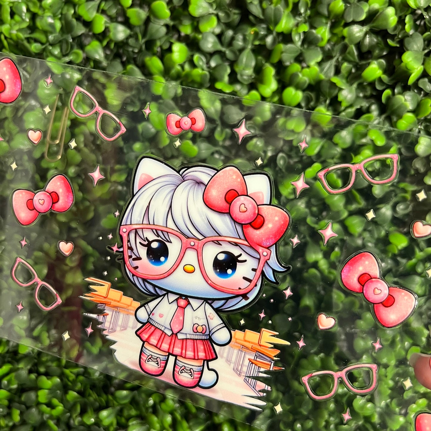 Q7 Cute Cat with Glasses & Bows Single Sided UVDTF WRAPS