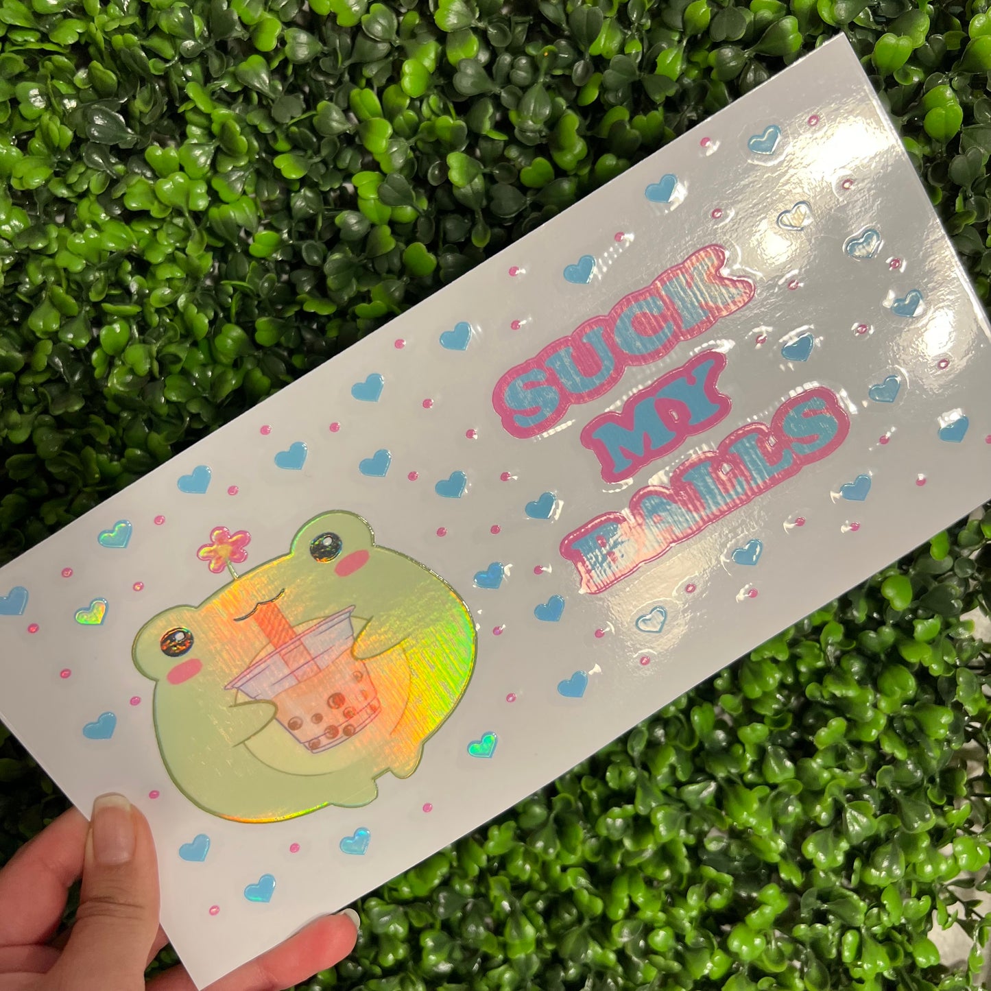 #195 Frog Drinking Boba Holographic UVDTF WRAPS