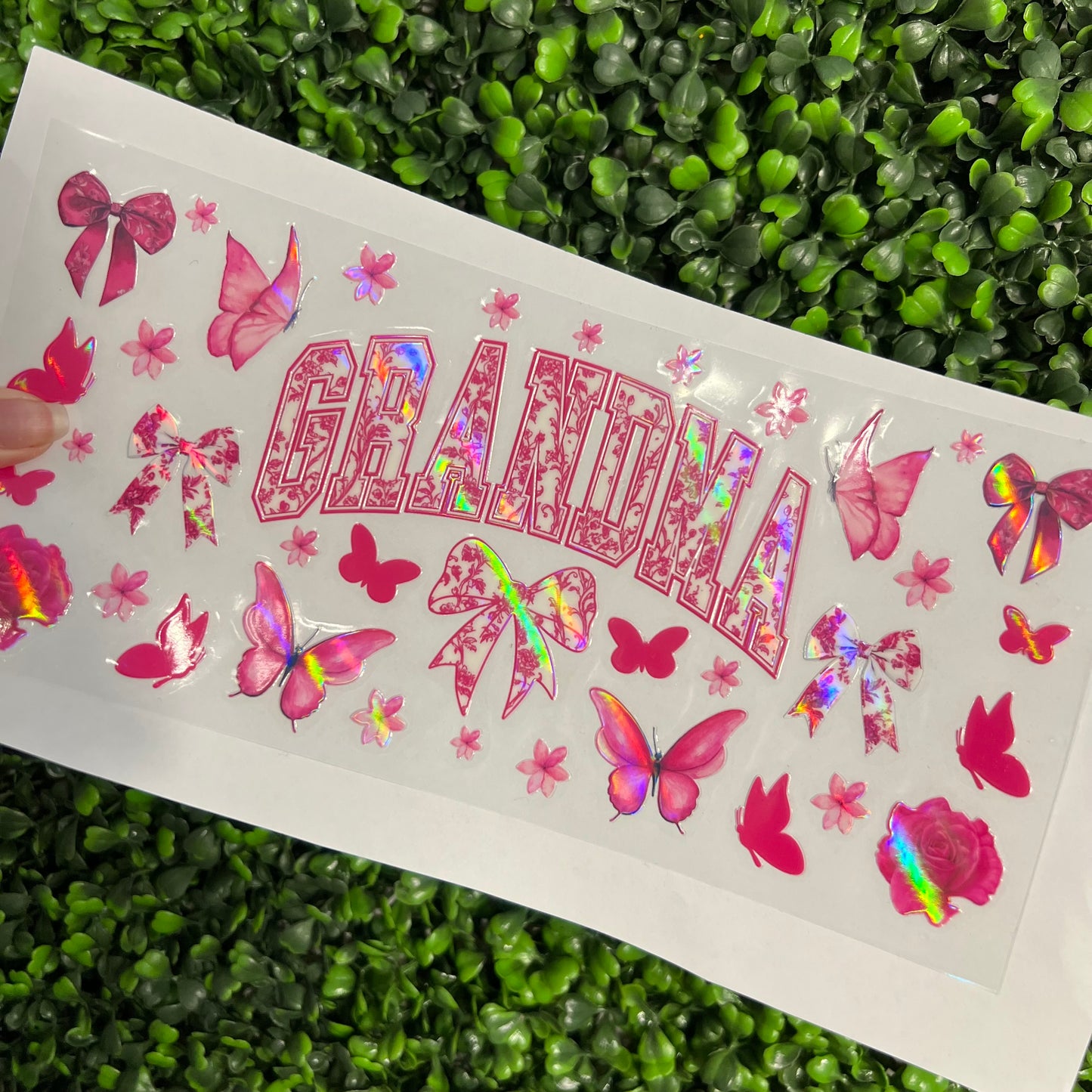 #246 Grandma Floral Butterflies Holographic UVDTF WRAPS