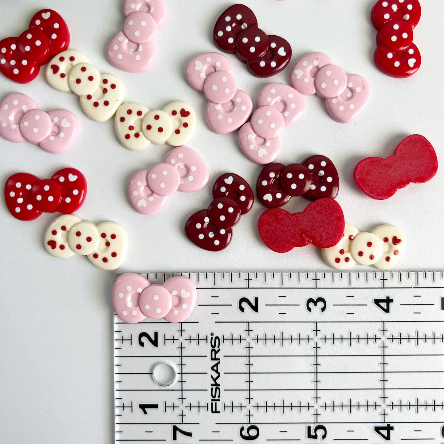 Polkadot Bows Flat Back Charms 8 pcs