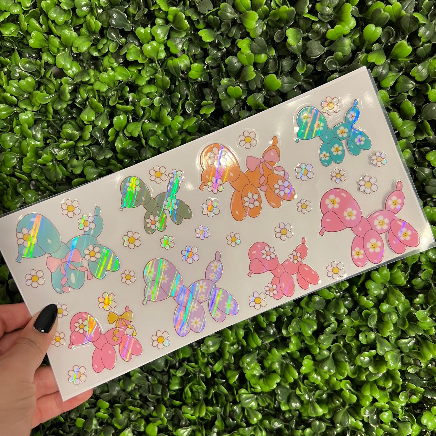 i9 Colorful Balloon Dog Daisies Holographic UVDTF WRAPS
