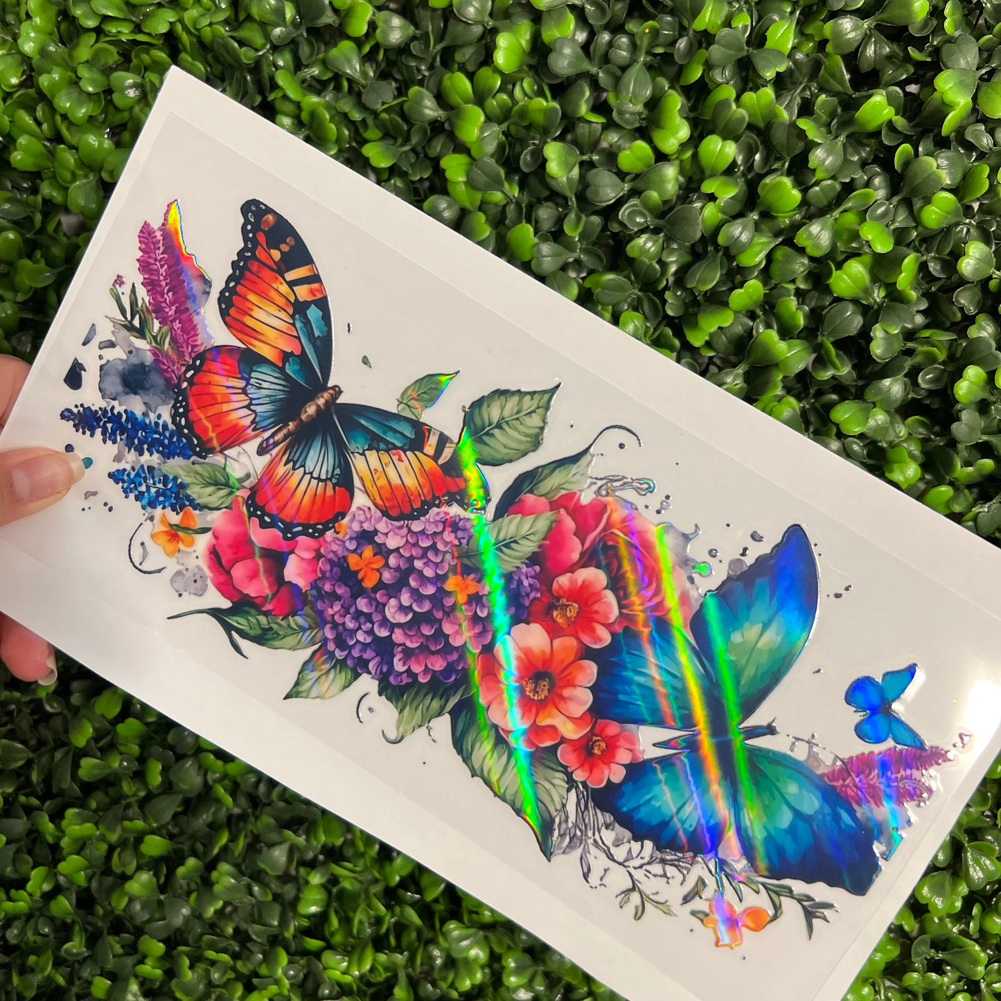 #285 Butterflies and Floral Holographic UVDTF WRAPS