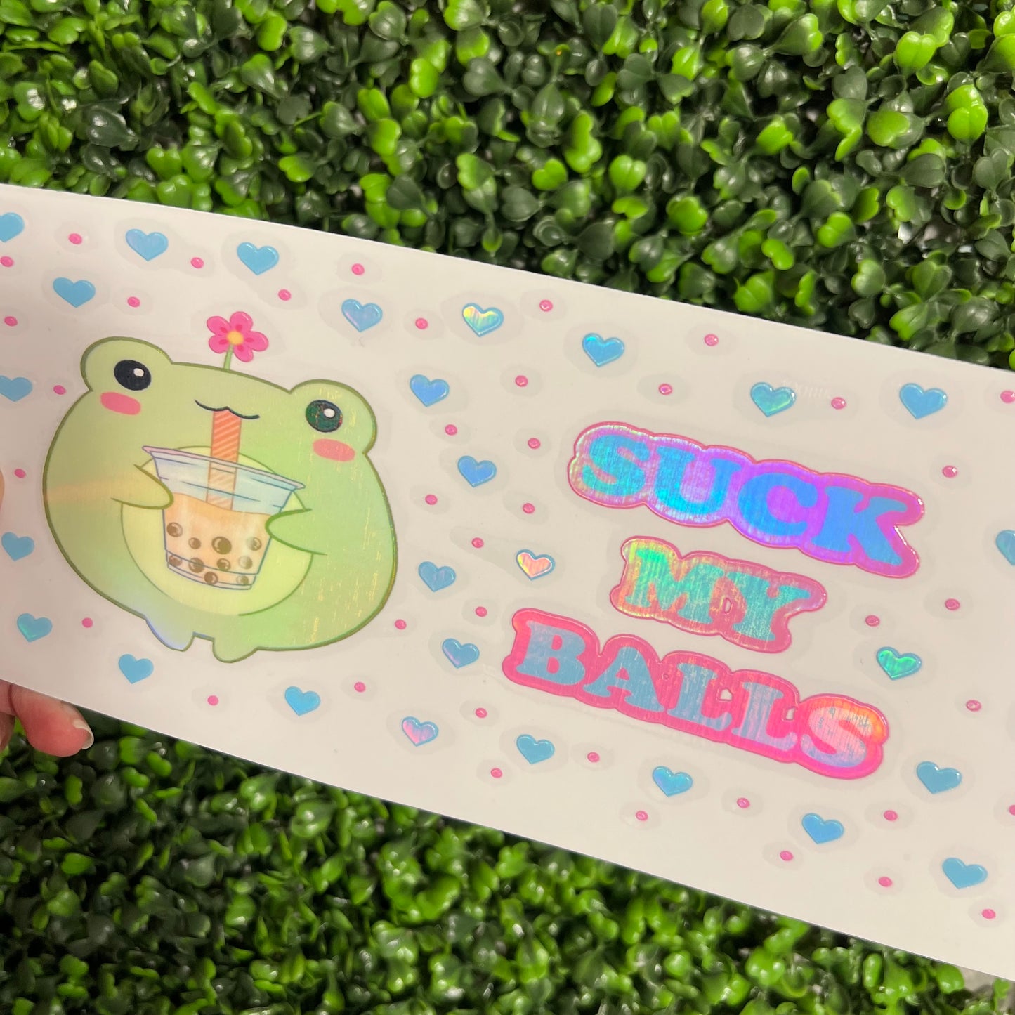 #195 Frog Drinking Boba Holographic UVDTF WRAPS