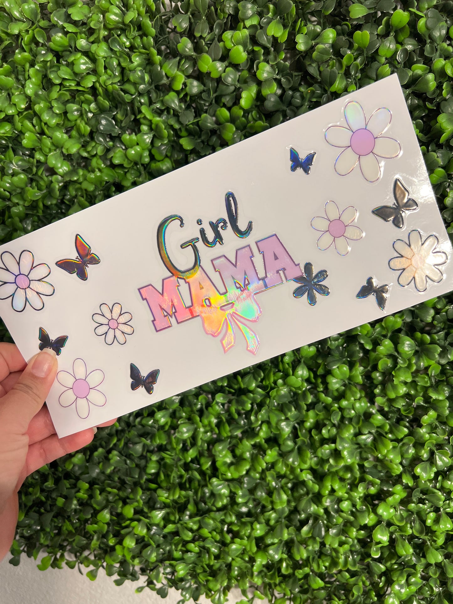 #203 Girl Mama Purple Holographic UVDTF WRAPS