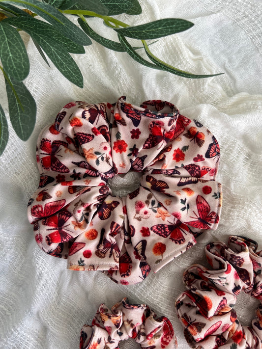 Faux Embroidery Butterflies Scrunchies