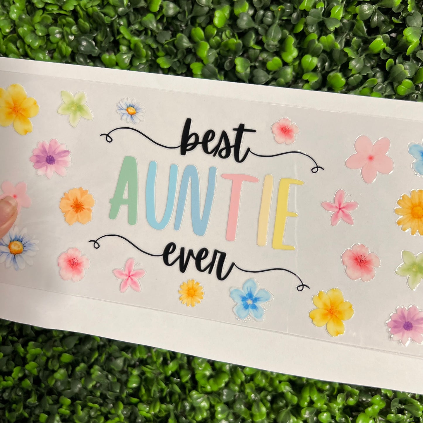 #310 Best Auntie Ever Pastel Floral Single Sided UVDTF WRAPS