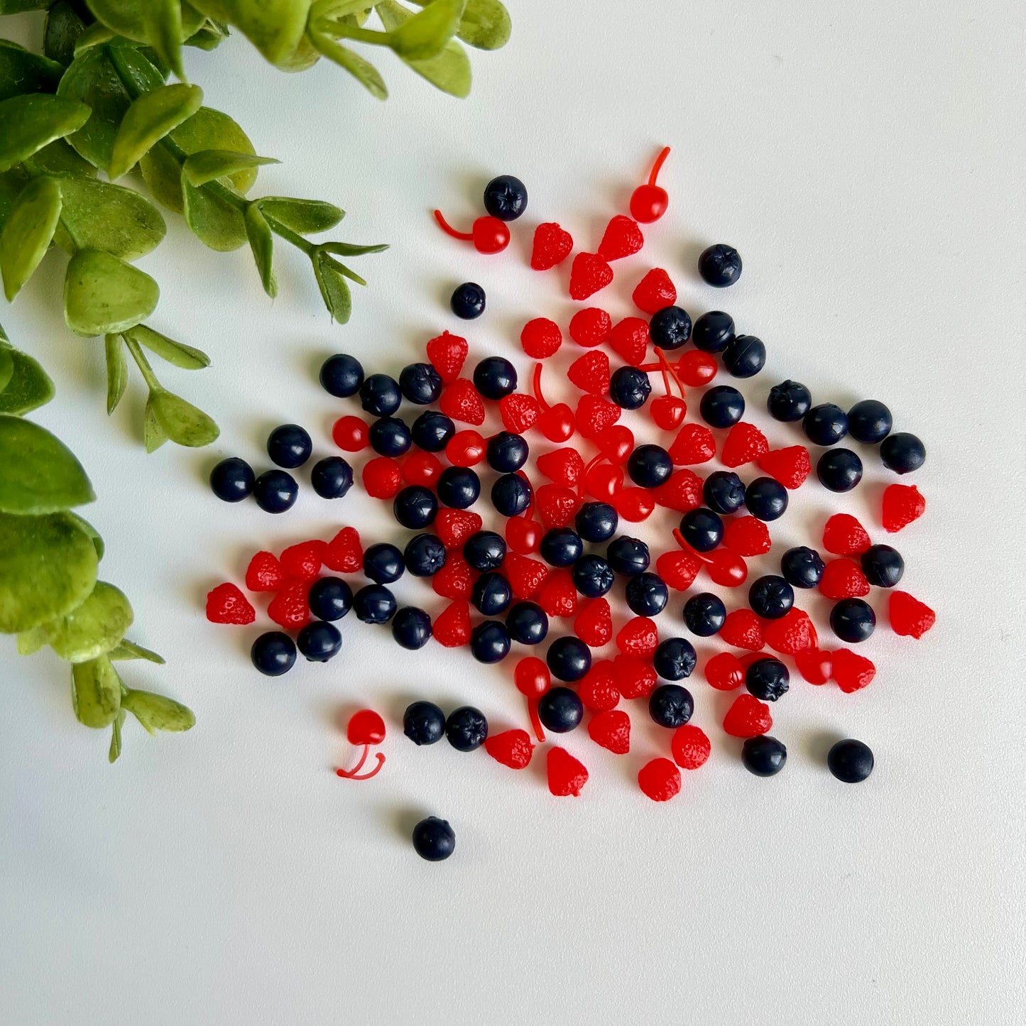 Mini Strawberry, Cherry, Blueberry Flat Back Charms Mixed