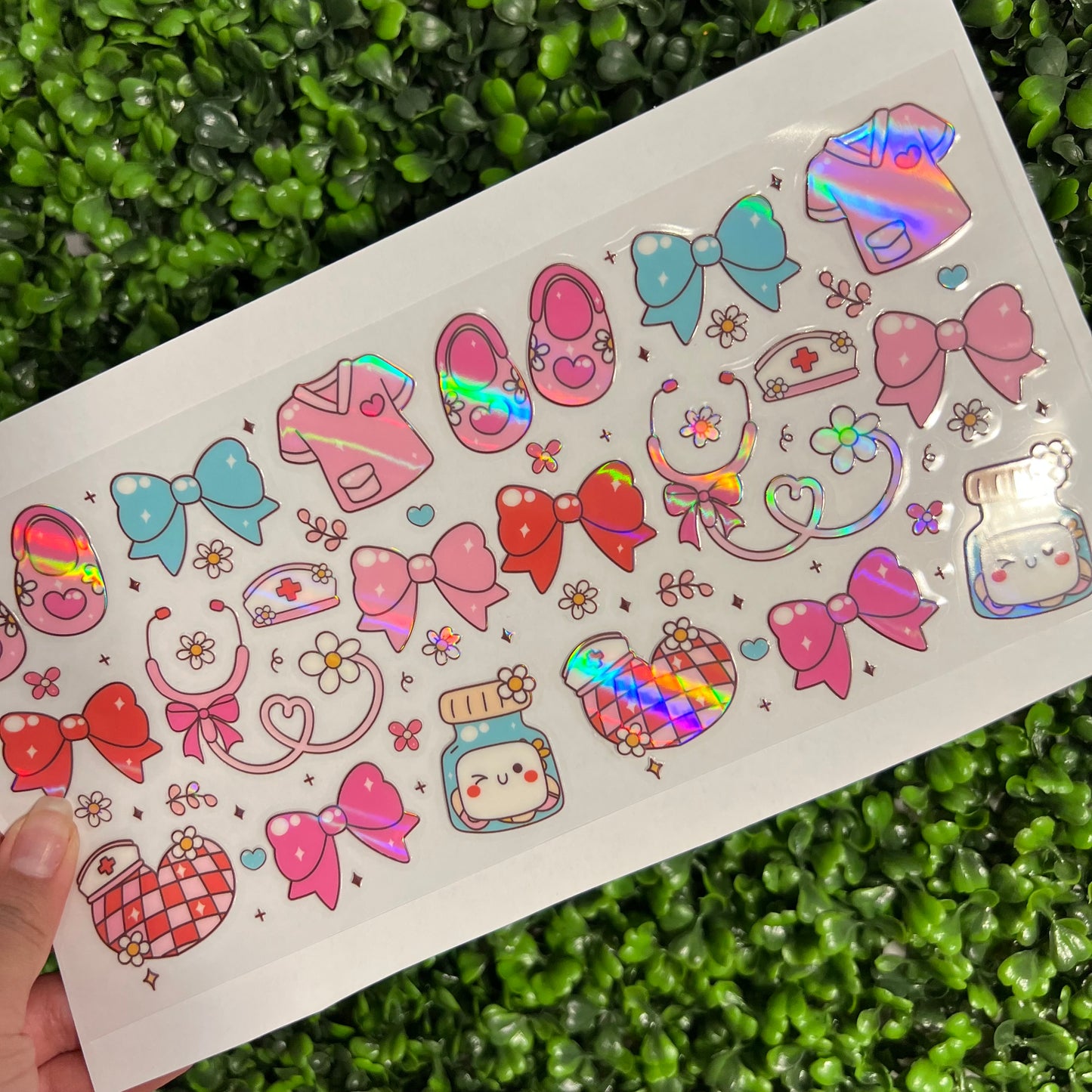 #273 Nurse Healthcare Doodles Holographic UVDTF WRAPS