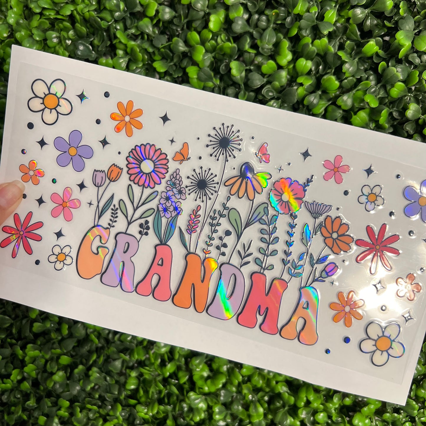 #248 Grandma Floral Holographic UVDTF WRAPS