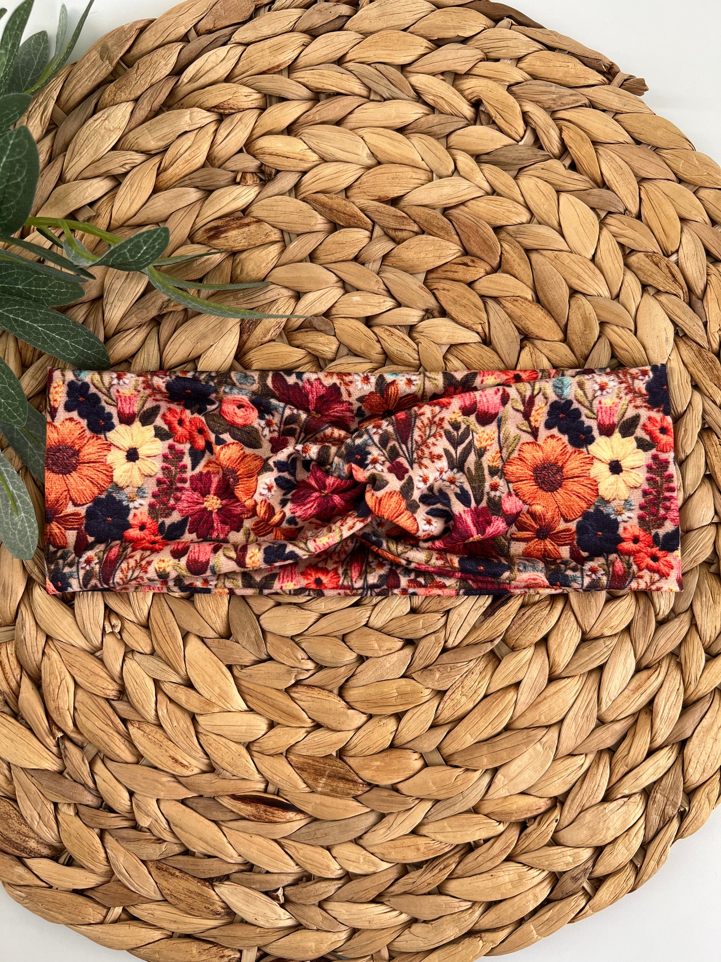 Faux Embroidery Bright Floral Turban Headbands