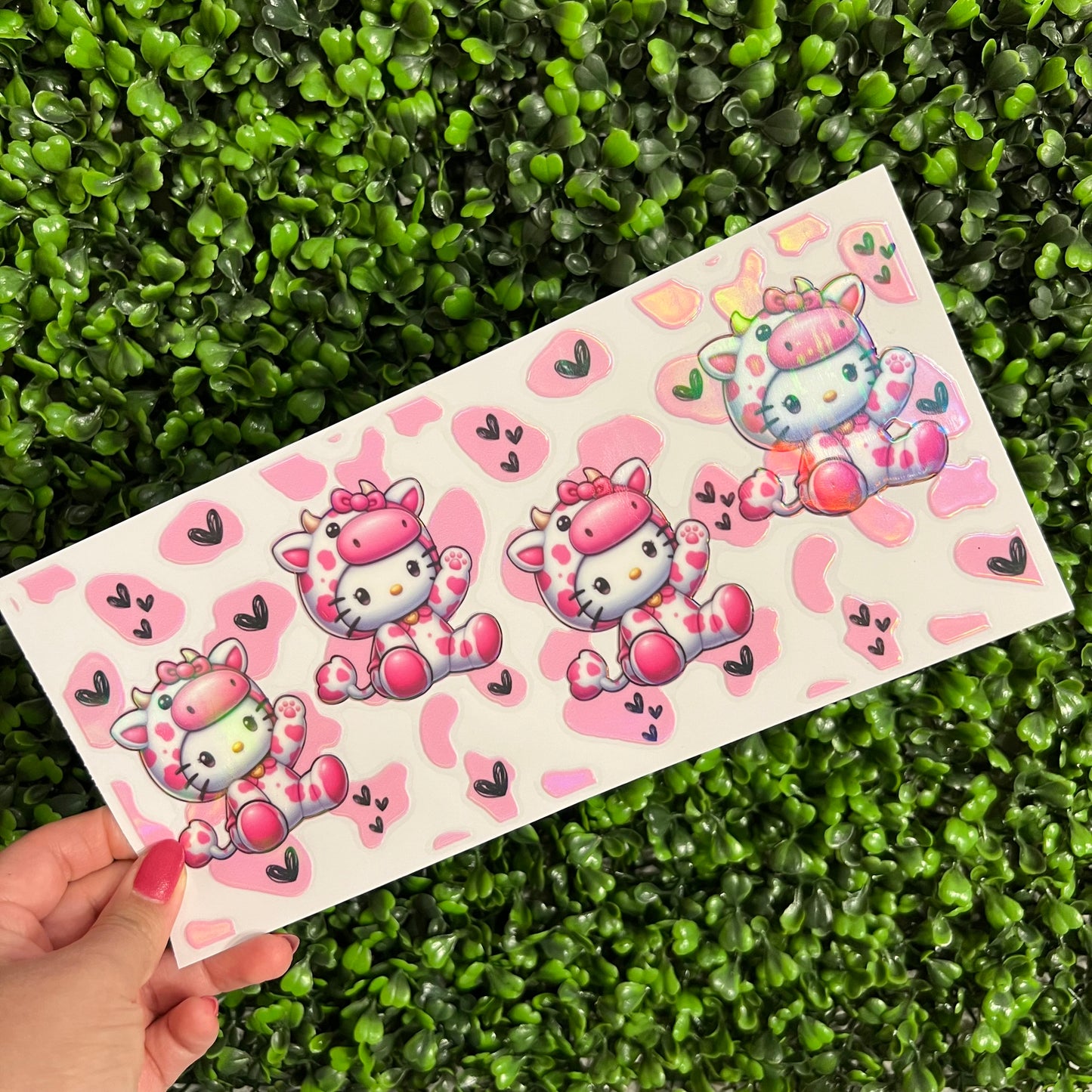 Q9 Cat Cow Pink Spots Holographic UVDTF WRAPS