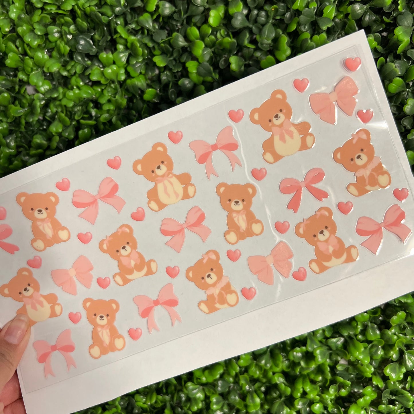 #302 Bears Pink Coquette Bows Double Sided UVDTF WRAPS