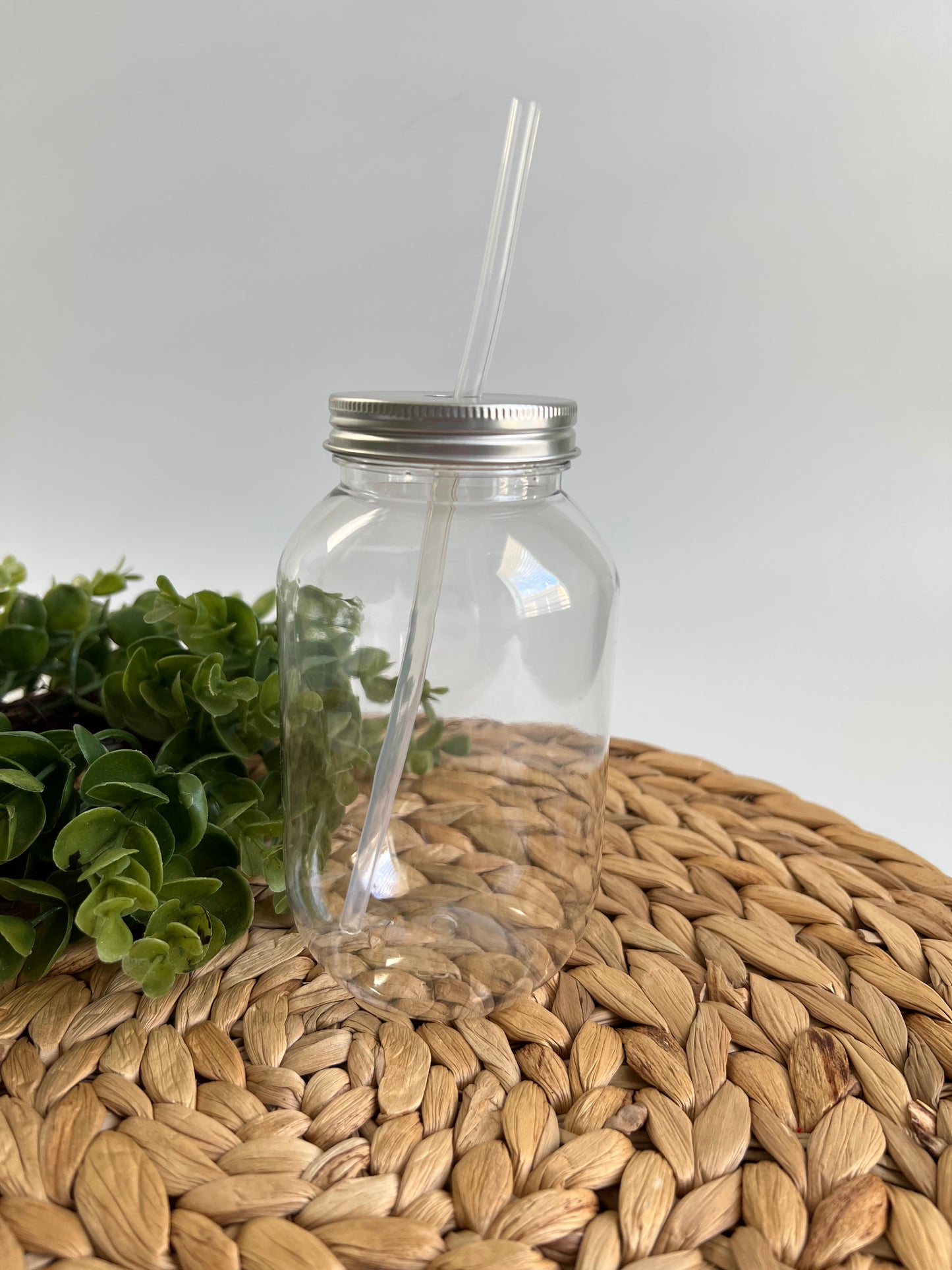 Plastic JAR or COld CUPLIVE Sale Choose your designs for a 16 oz jar cup with lid and bendable plastic straw.
