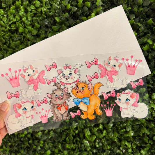 Q15 White Cat and Friends Bows Single Sided UVDTF WRAPS