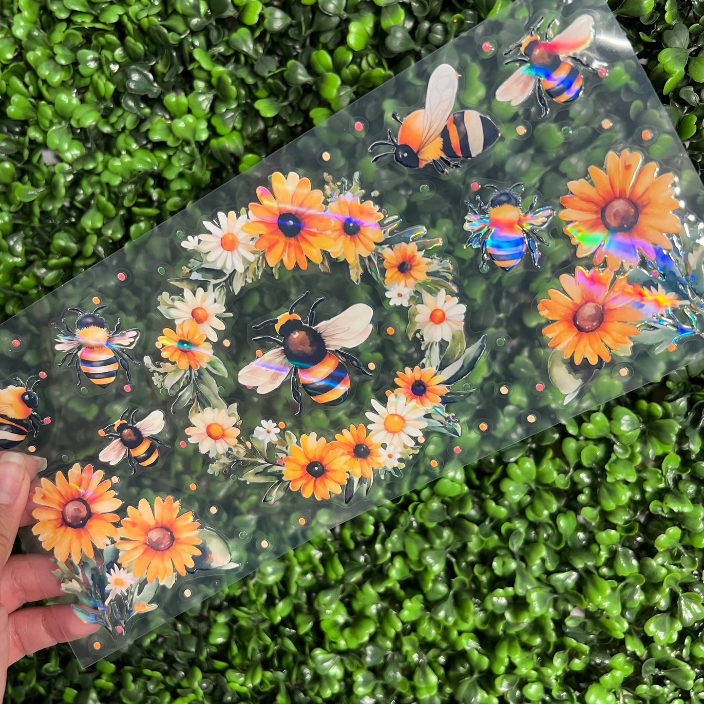 #282 Bees & Sunflowers Holographic UVDTF WRAPS