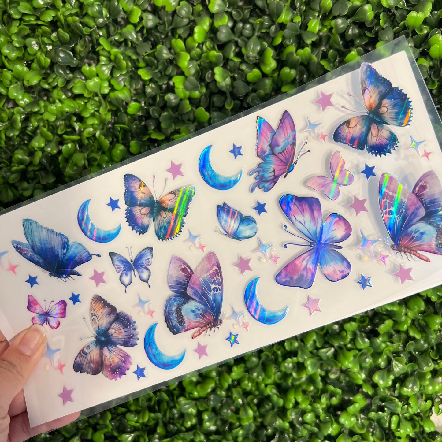 #191 Blue and Purple Butterflies Holographic UVDTF WRAPS