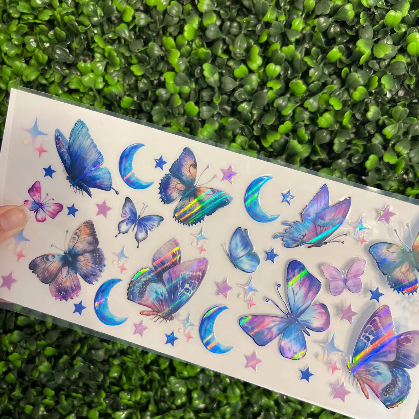 #191 Blue and Purple Butterflies Holographic UVDTF WRAPS