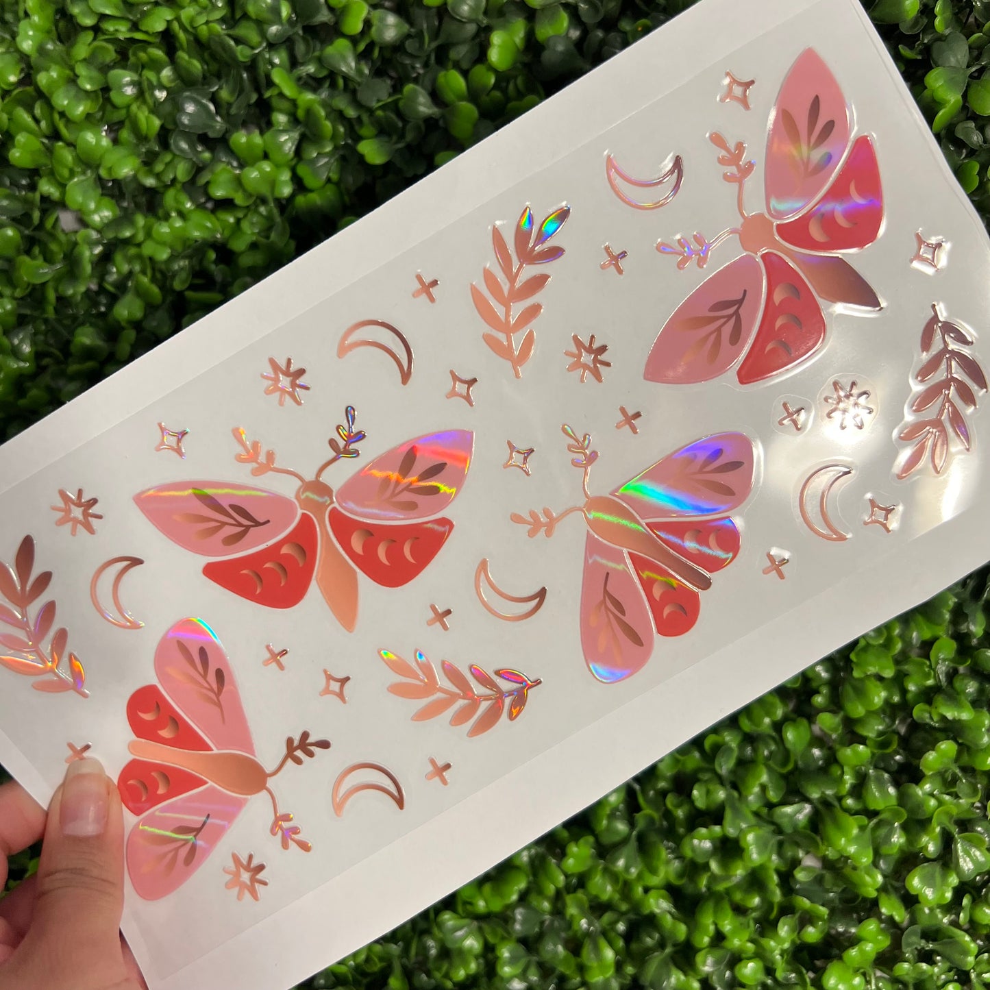 #281 Pink Moths Holographic UVDTF WRAPS