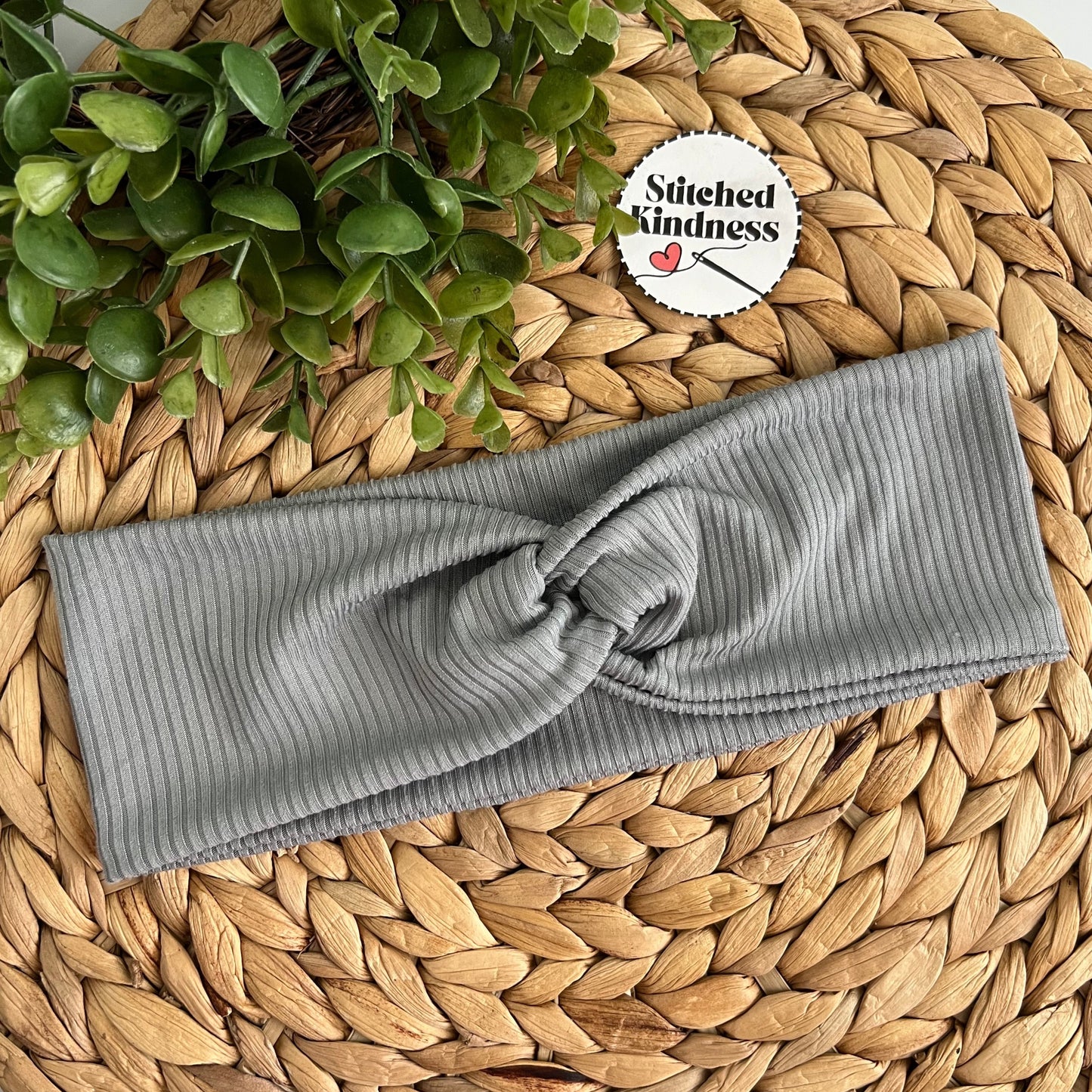 Grey Ribbed Solid Color Headband