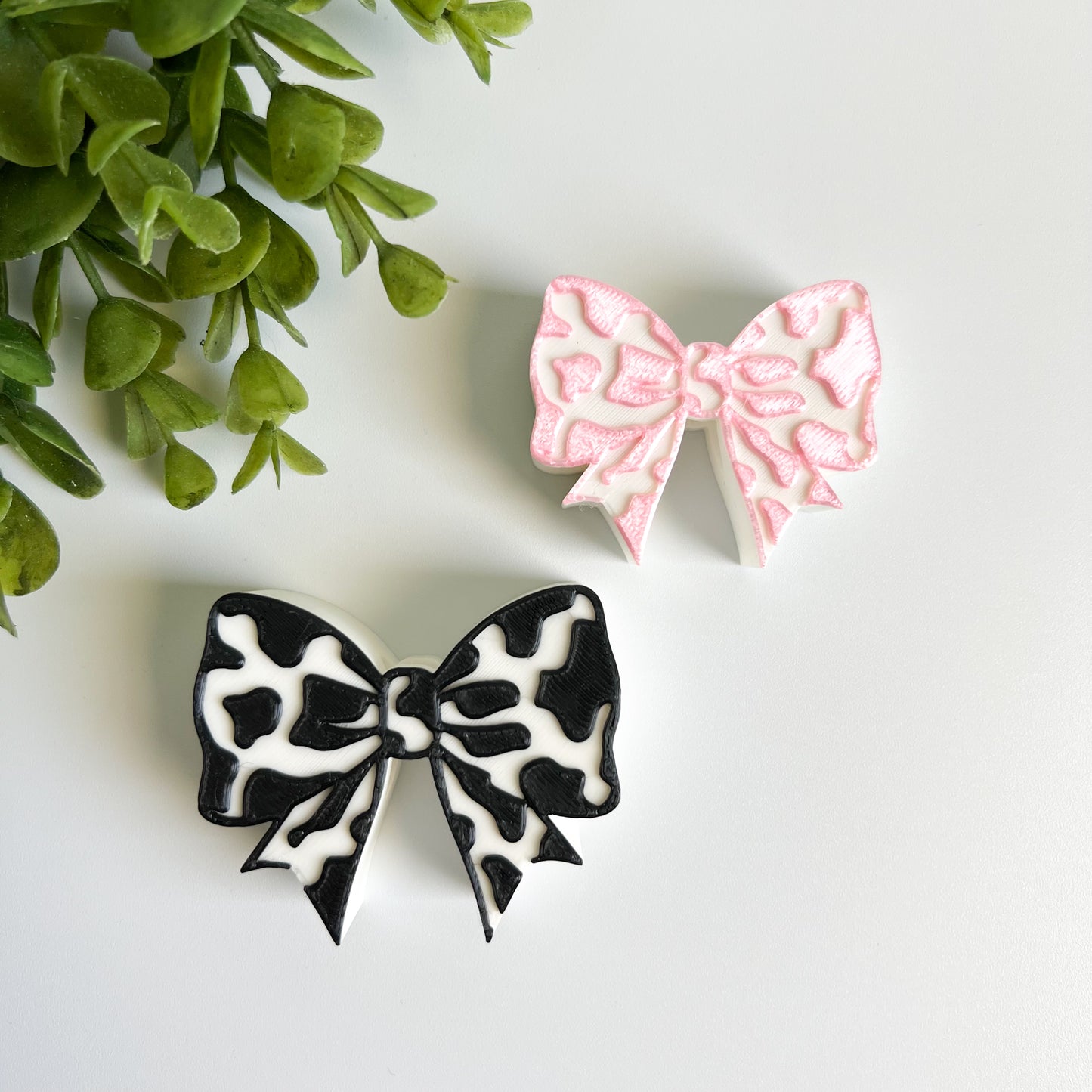 Cow Print Bow Straw Topper
