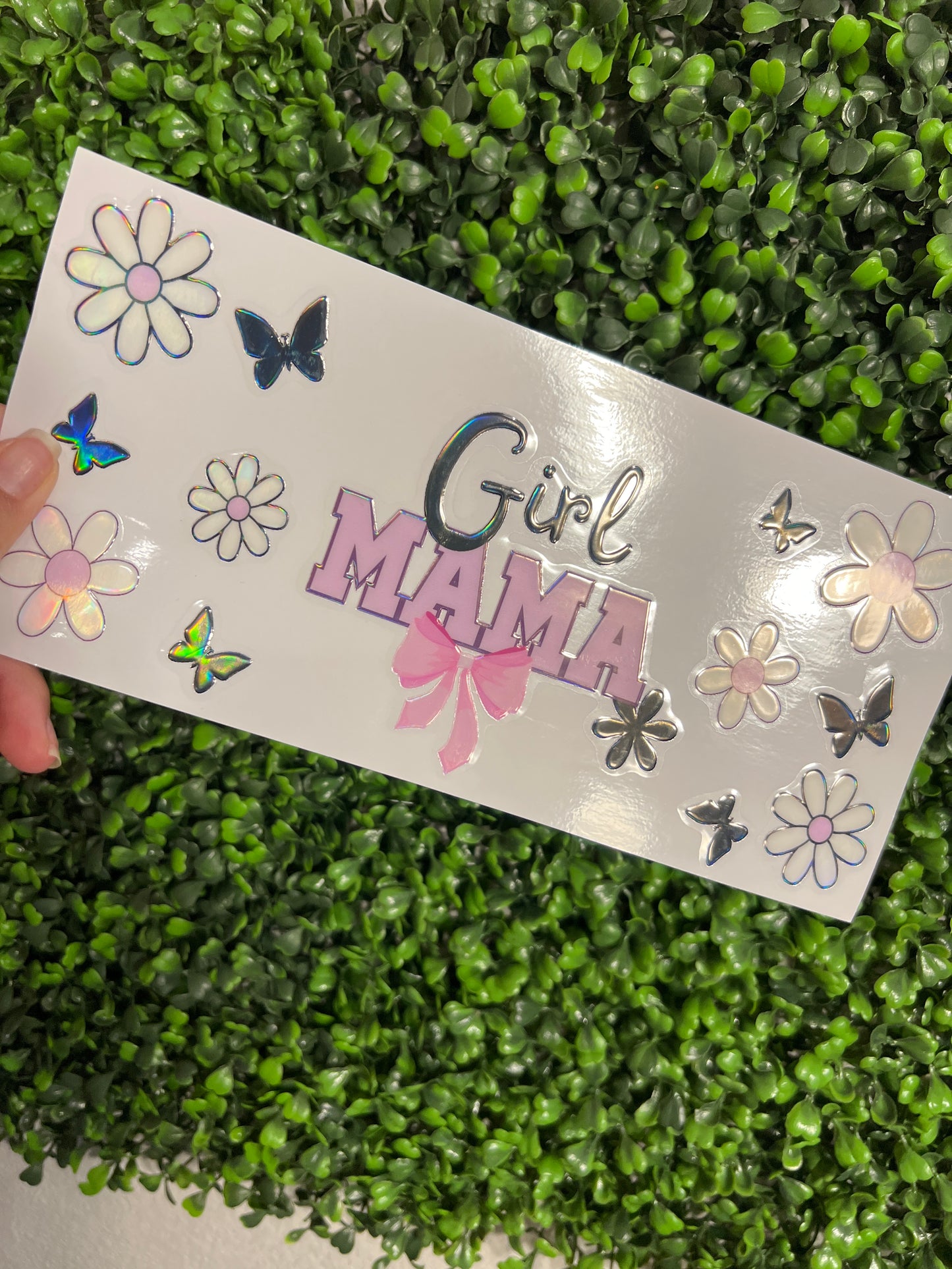 #203 Girl Mama Purple Holographic UVDTF WRAPS