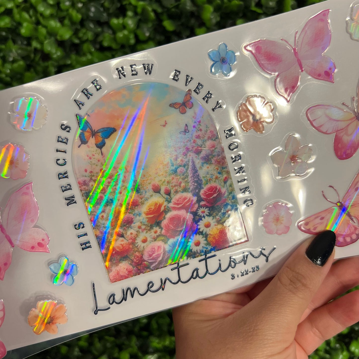 G21 His Mercies Lamentations Bible Verse Holographic UVDTF WRAPS
