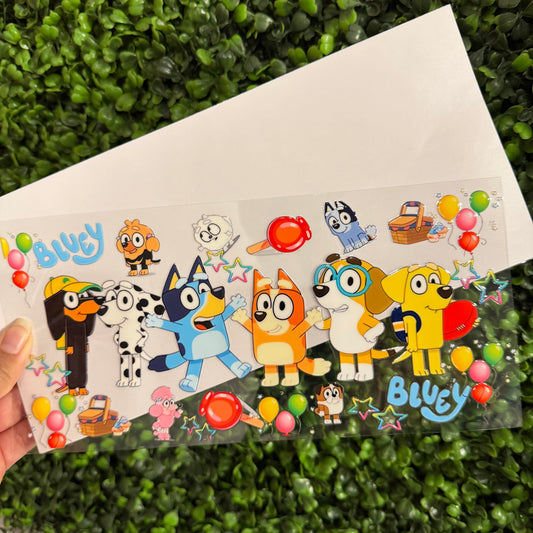 U14 Party Blue Dog Single Sided UVDTF WRAPS