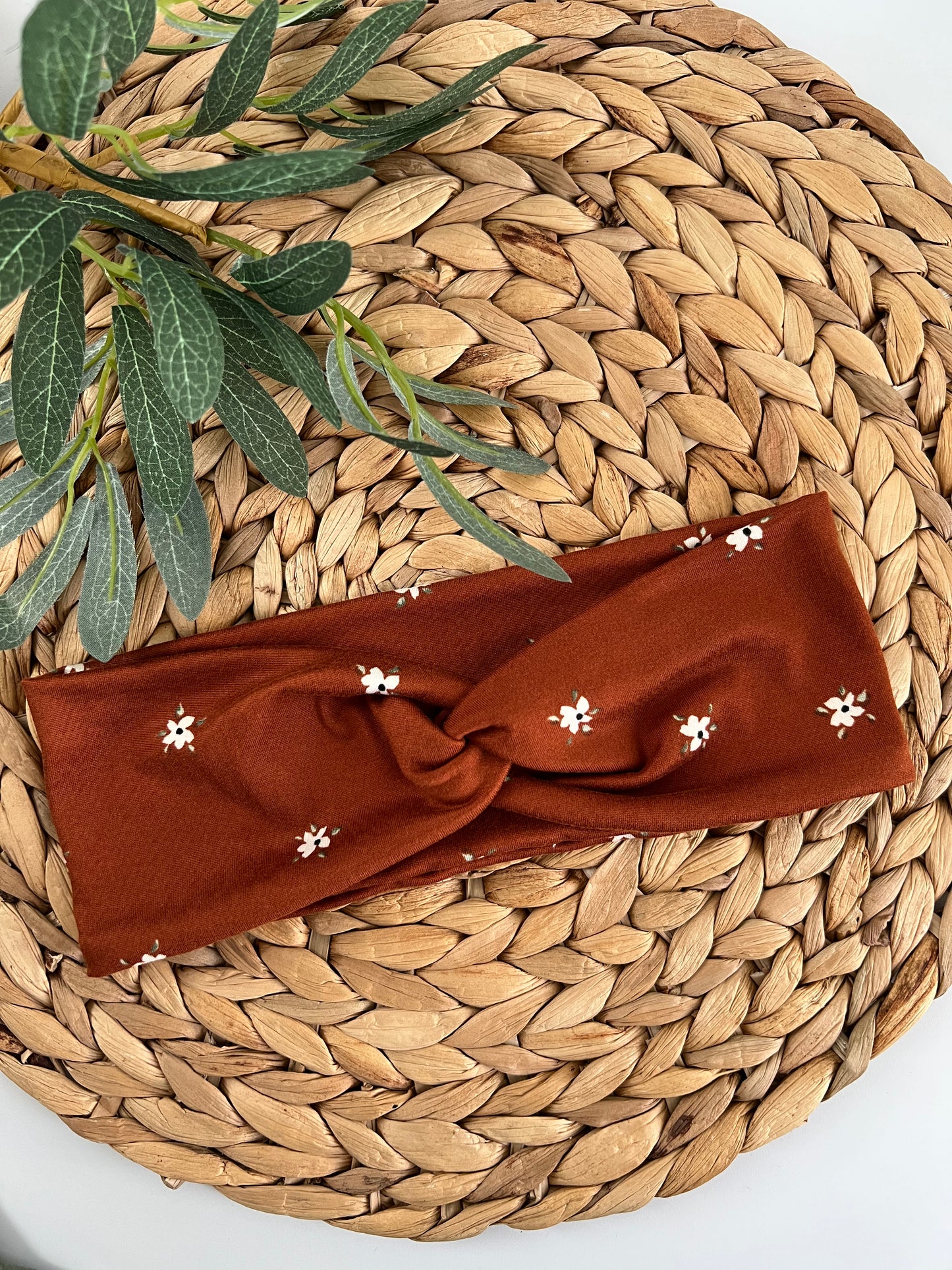 Danty Floral on Brown Turban Headbands