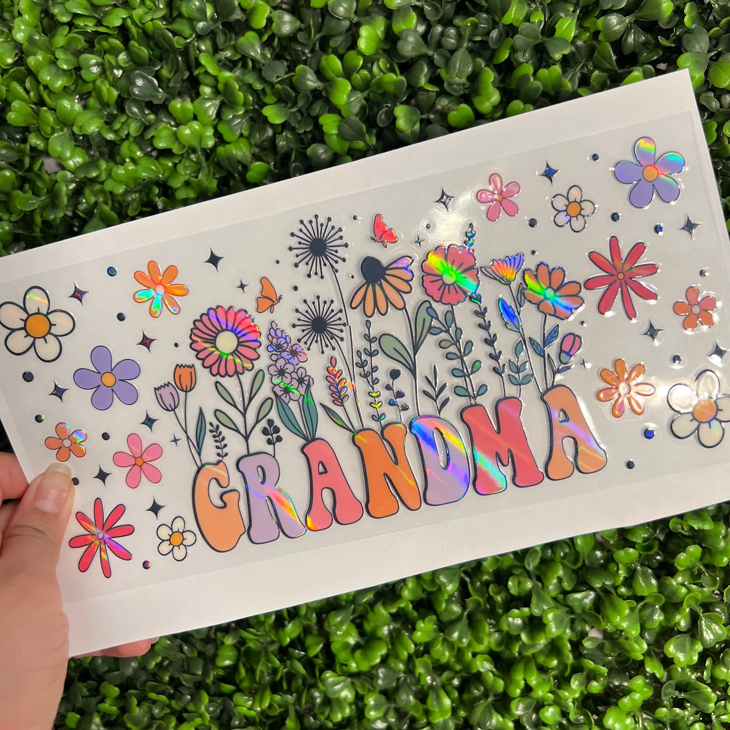 #248 Grandma Floral Holographic UVDTF WRAPS