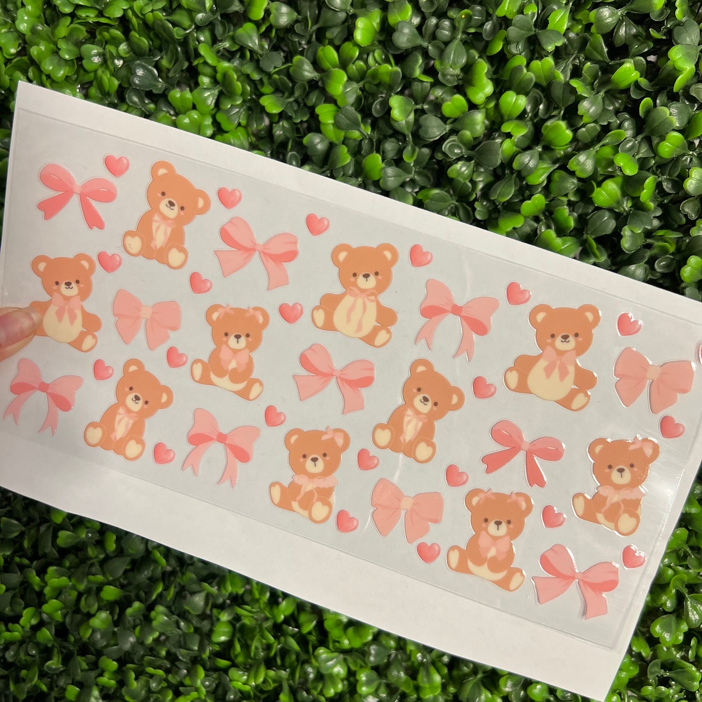 #302 Bears Pink Coquette Bows Double Sided UVDTF WRAPS