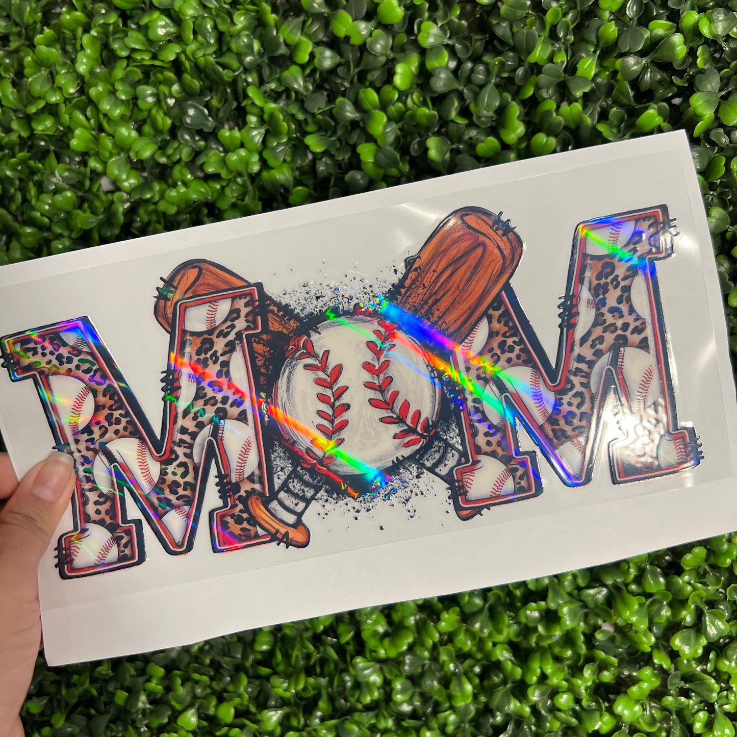 #333 Mom Baseball Cheetah Holographic UVDTF WRAPS