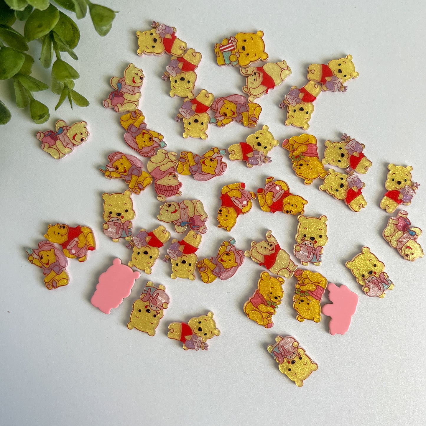 Honey Bear Acrylic Flat Back Charms Mixed Colors 15 pcs