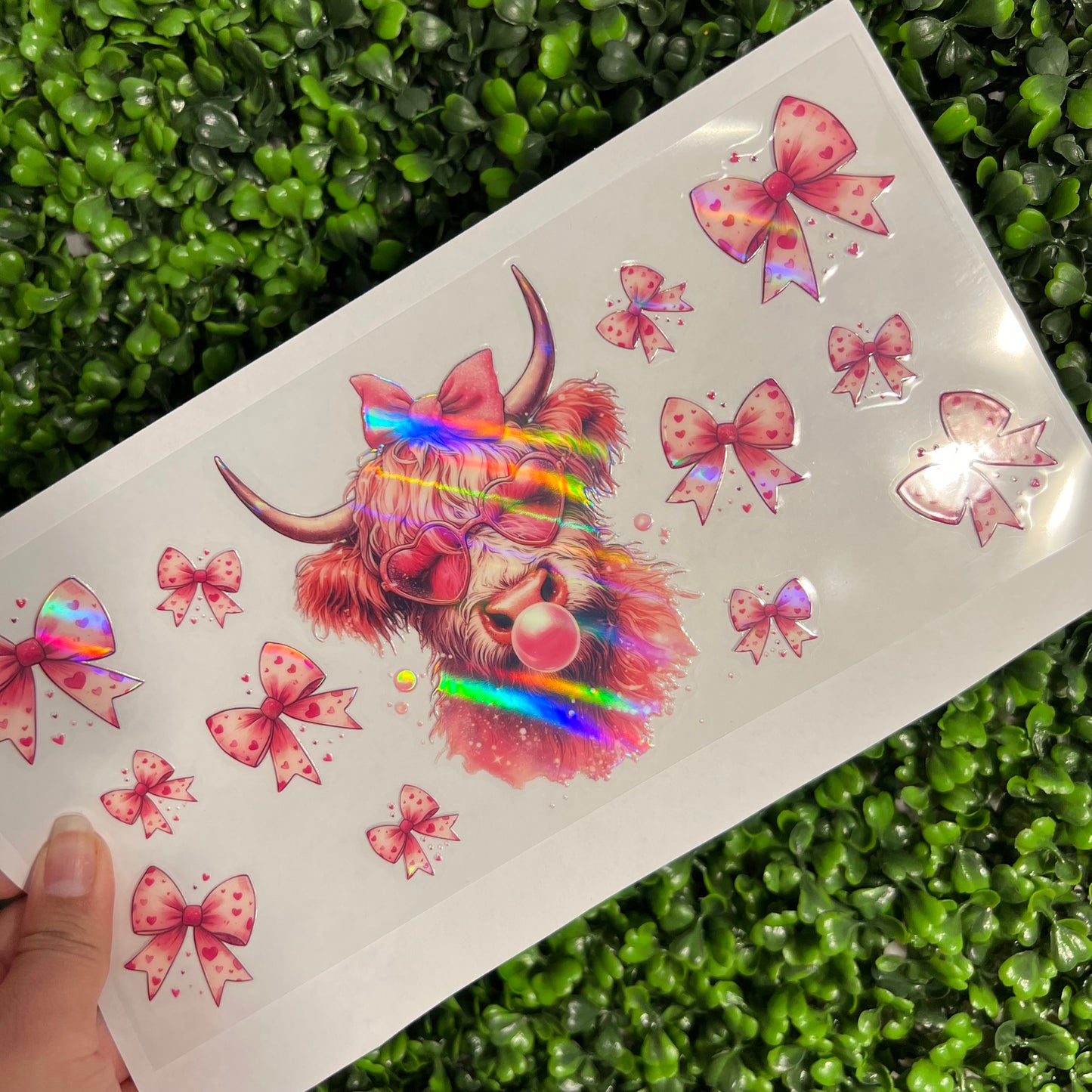 #292 Pubk Bubble Gum Cow Holographic UVDTF WRAPS
