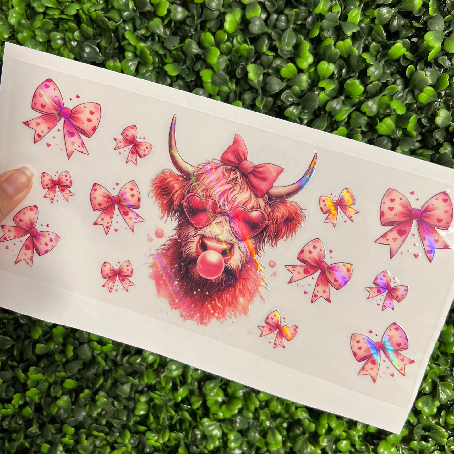 #292 Pubk Bubble Gum Cow Holographic UVDTF WRAPS