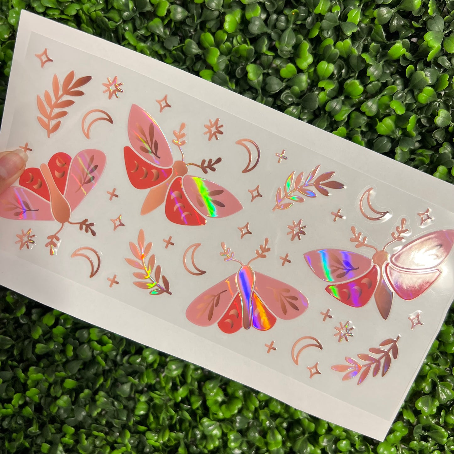 #281 Pink Moths Holographic UVDTF WRAPS