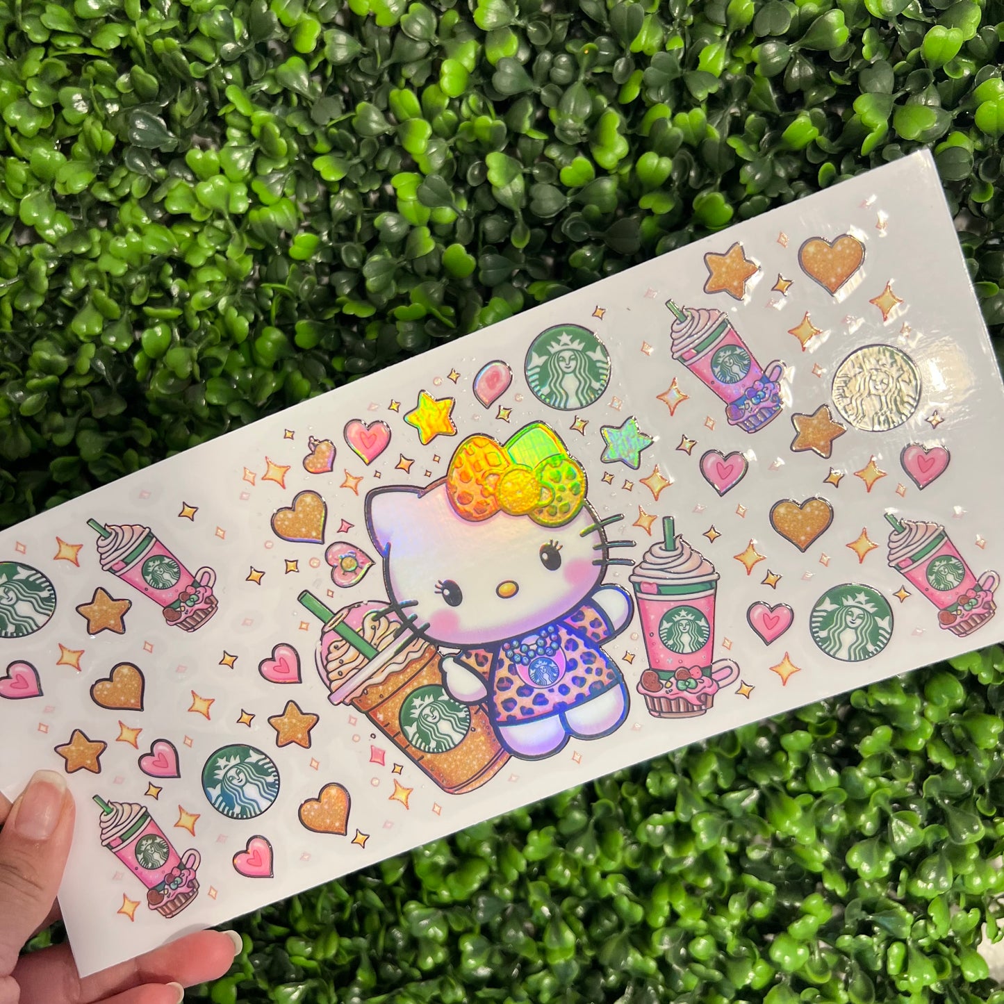 #217 Cat and Coffee Holographic UVDTF WRAPS
