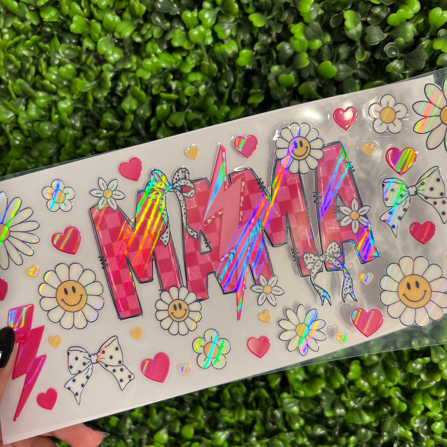 A34 Mama Pink Daisies Holographic UVDTF WRAPS